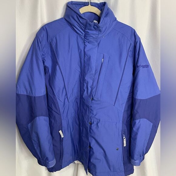 Columbia Jacket Womens Large Blue Interchange Hooded Full Zip Lined Pockets - Picture 1 of 16